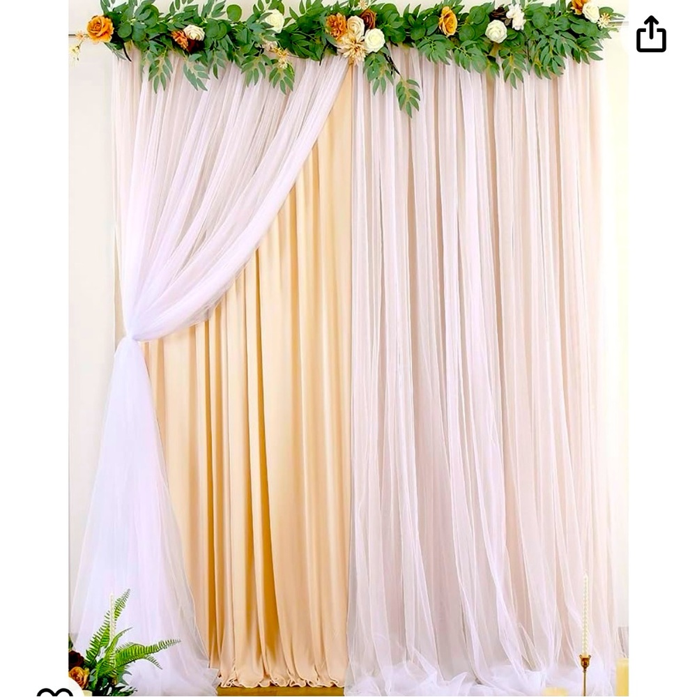 Wrinkle Free Champagne Tulle Backdrop Curtains